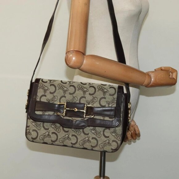 CELINE C Sulky Shoulder Bag Canvas Beige Auth - Picture 14 of 16